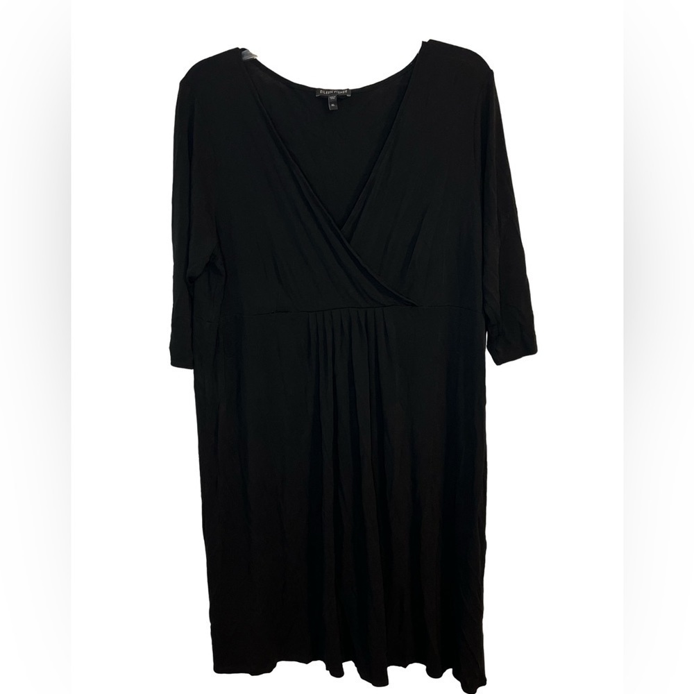 Eileen Fisher Silk Empire Waist Faux Wrap Dress